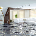 flooding in luxurious interior. 3d creative concept